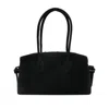 Yuzefi Rectangular Suede Shoulder Bag With Top Handles In Black