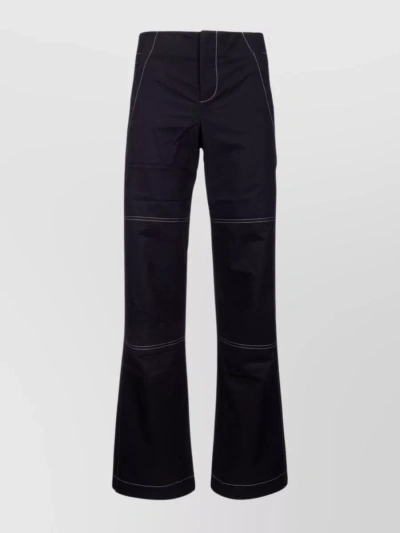 Yuzefi Wide-leg Trousers With High Waist And Contrast Stitching In Black