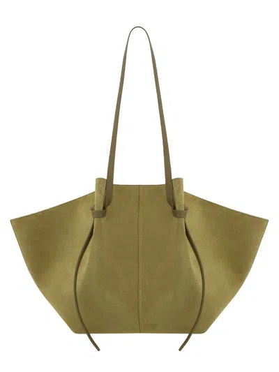 Yuzefi Winged Leather Tote Bag With Spacious Design In Gold