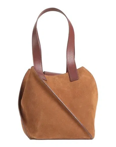 Yuzefi Woman Shoulder Bag Brown Size - Leather