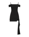 Yuzefi Sleek Off-shoulder Fitted Mini Dress In Black