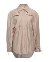 Yuzefi Woman Shirt Beige Size 6 Cotton, Linen, Polyamide In Beige