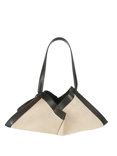 Yuzefi Wonton Geometric Leather Tote Bag In Neutral