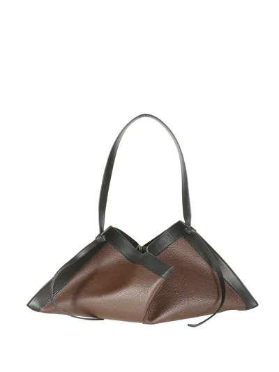 Yuzefi Wonton Leather Tote Bag In Brown