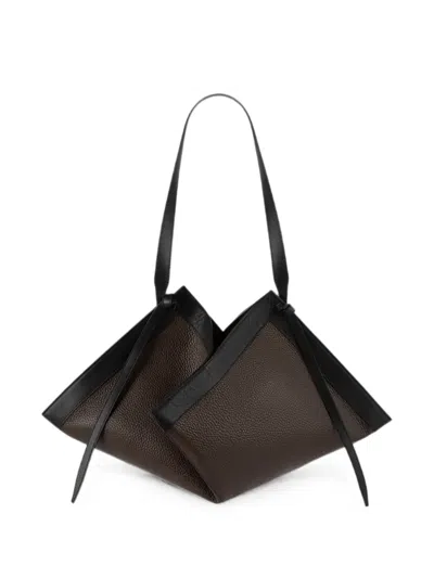 Yuzefi Wonton Pebble-grain Leather Shoulder Bag In Brown