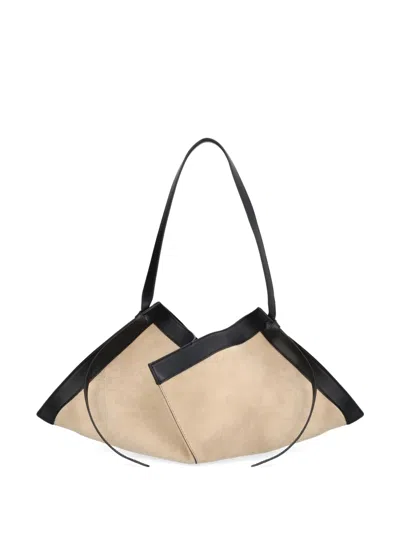Yuzefi Wonton Suede Shoulder Bag In Neutral
