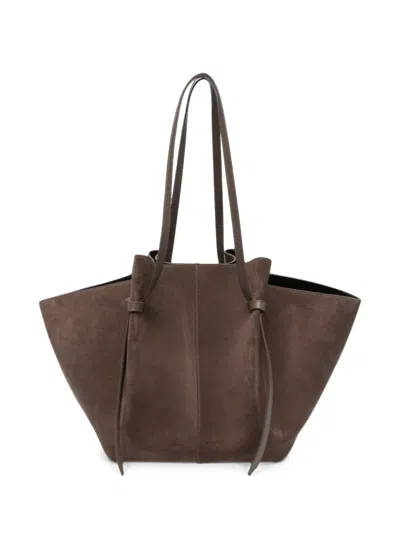 Yuzefi Xl Mochi Suede Shoulder Bag In Brown