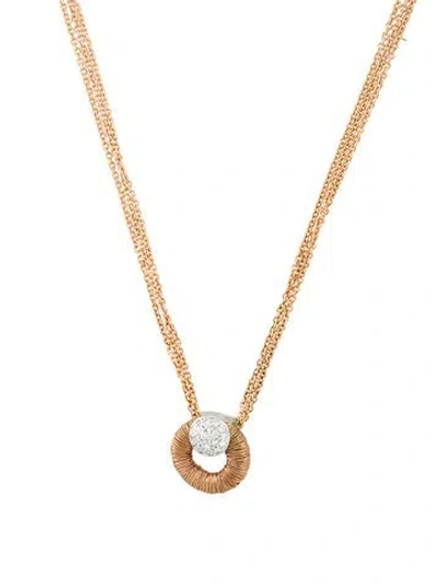 Pre-owned Yvel 18k Diamond Multi Strand Pendant Necklace, .5"