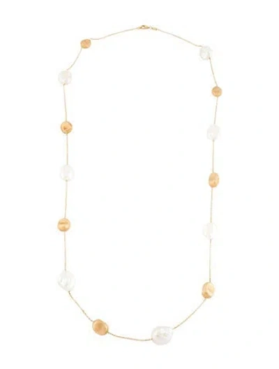 Pre-owned Yvel 18k Pearl & Nugget Long Station Necklace, 31.5", 31.5" In Multicolor