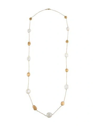 Pre-owned Yvel 18k Pearl Nugget Station Necklace, 34" In Multicolor