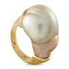Yvel 18k Yellow Gold 1.90ct Diamond And Baroque Pearl Ring Mf13-112125 In Gold