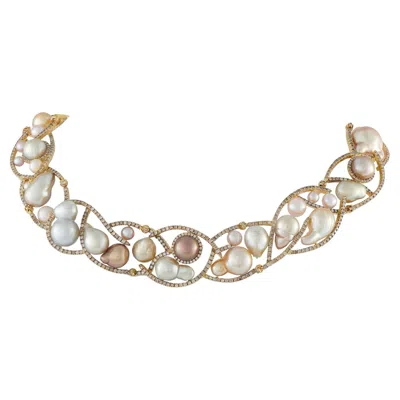 Pre-owned Yvel 18k Yellow Gold 7.20ct Diamond Necklace Mf09-012326