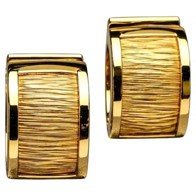 Pre-owned Yvel Estate 18k Textured Wide Shrimp Huggie Earrings By  - Ethiopia Collection In Multi