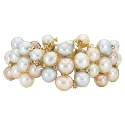 Pre-owned Yvel Multi-color Pearl Bracelet With Diamonds