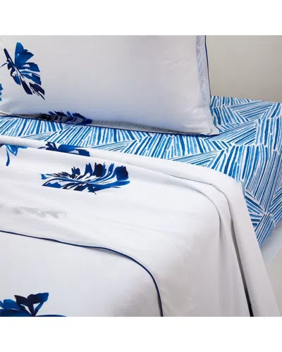 Yves Delorme 200 Thread Count Florida Flat Sheet In Blue