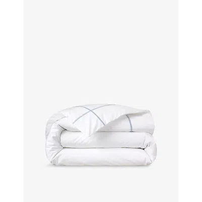 Yves Delorme Athena Celeste Bourdon-stitch Double Pima-cotton Duvet Cover