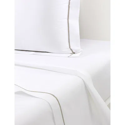 Yves Delorme Athena Kaki Cotton Flat Sheet In White