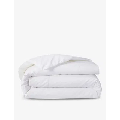 Yves Delorme Blanc Athena Bourdon-stitch Lined Double Pima-cotton Duvet Cover 200cm X 200cm In White