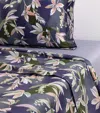 Yves Delorme Multicoloured Brume Floral-print Cotton-sateen Flat Sheet In Blue