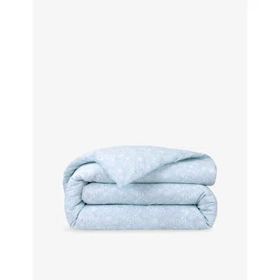 Yves Delorme Capri Aqua Cotton Duvet Cover In Blue