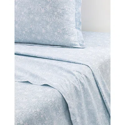 Yves Delorme Capri Aqua Cotton Flat Sheet In Blue