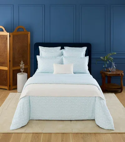 Yves Delorme Capri Aqua Super King Flat Sheet In Blue