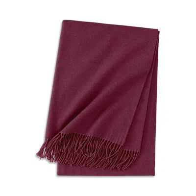 Yves Delorme Club Merino Wool Woven Fringe Trim Throw In Burgundy