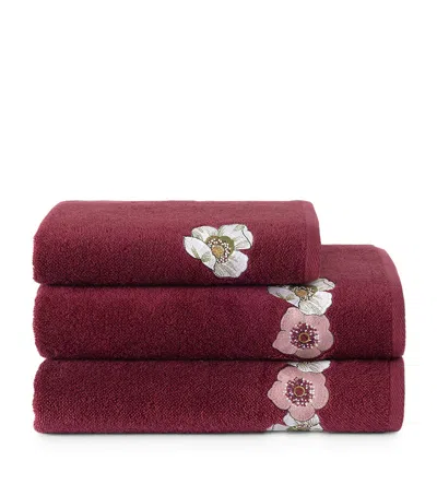 Yves Delorme Corolles Bath Sheet In Burgundy