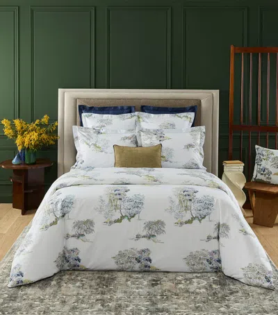 Yves Delorme Cotton Lande Super King Flat Sheet In Gray
