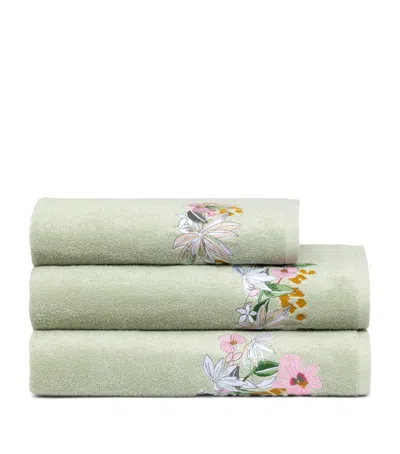 Yves Delorme Embroidered Orchidee Guest Towel In Green