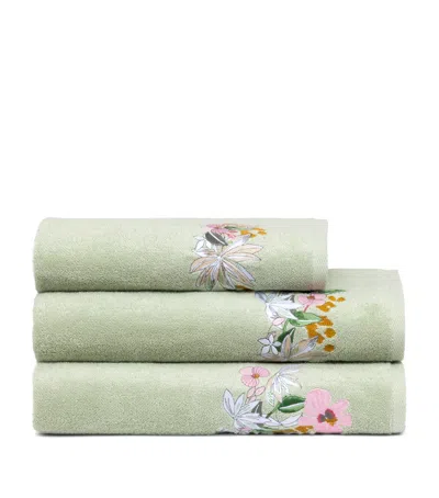 Yves Delorme Embroidered Orchidee Hand Towel In Green