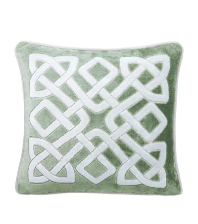 Yves Delorme Entrelac Marine Square Cushion Cover In Green