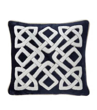 Yves Delorme Entrelac Marine Square Cushion Cover In Navy