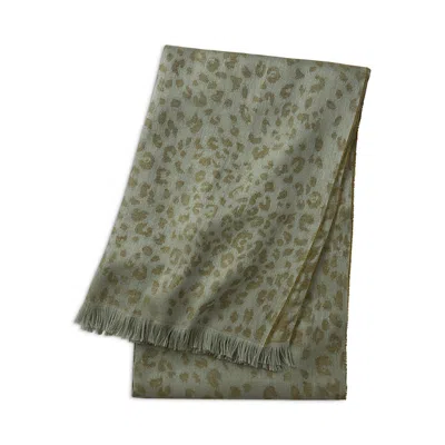 Yves Delorme Fauve Leopard Linen Jacquard Throw In Green