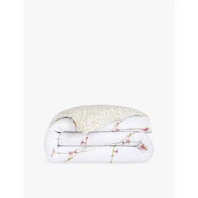 Yves Delorme Gaura Multicoloured Cotton Duvet Cover In White