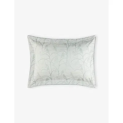 YVES DELORME MULTICOLOURED GRAMINÉE FOLIAGE-JACQUARD COTTON-SATEEN OXFORD PILLOWCASE 50CM X 75CM