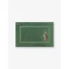 Yves Delorme Green Contes Leopard-embroidered Cotton-terry Bath Mat 55cm X 90cm In Green