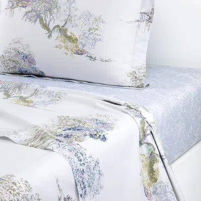 Yves Delorme Lande Flat Sheet, Full/queen In Blue