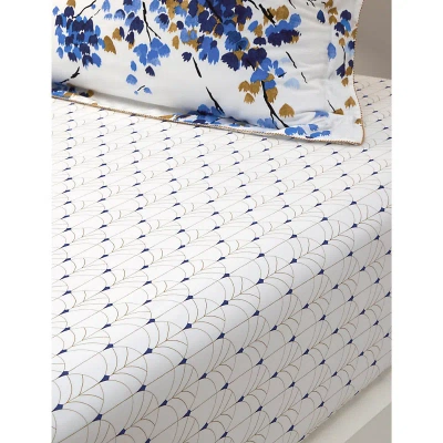 Yves Delorme Multicoloured Canopee Graphic-print Organic-cotton Double Fitted Sheet