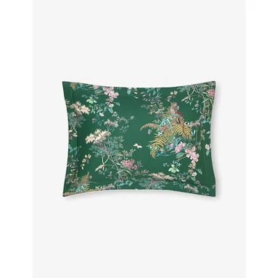 Yves Delorme Multicoloured Contes Floral-print Cotton-sateen Oxford Pillowcase 50cm X 75cm In Green