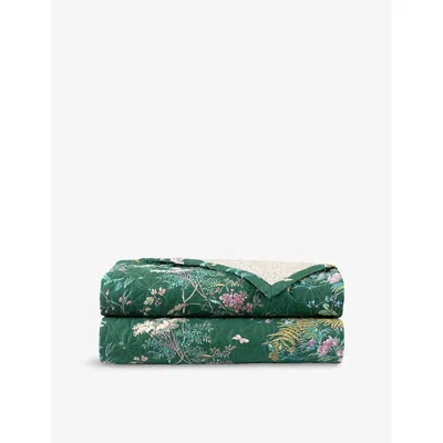 Yves Delorme Multicoloured Contes Quilted Cotton-blend Bedcov In Green