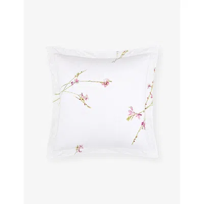 Yves Delorme Multicoloured Gaura Square Cotton Oxford Pillowcase In White