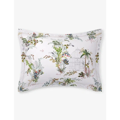 Yves Delorme Multicoloured Jardins Floral-print Organic Cotton Oxford Pillowcase 50cm X 75cm In White