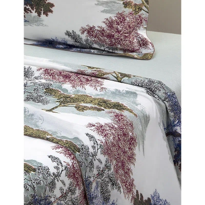 Yves Delorme Multicoloured Parc Graphic-print Organic-cotton Double Flat Sheet