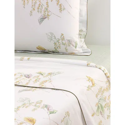 YVES DELORME POLLEN FLORAL-PRINT COTTON-BATISTE FLAT SHEET