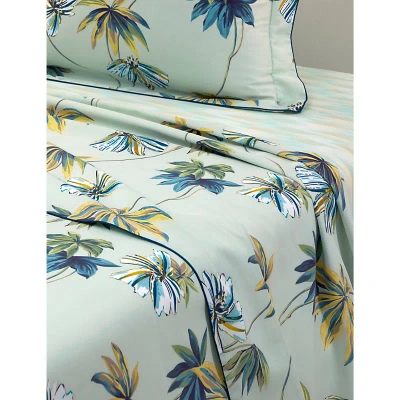 Yves Delorme Multicoloured Tropical Graphic-pattern Double Organic-cotton Flat Sheet