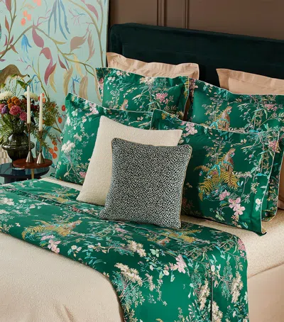 Yves Delorme Organic Cotton Contes Super King Flat Sheet In Green