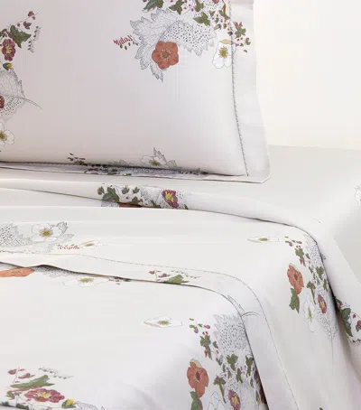 Yves Delorme Organic Cotton Corolles Super King Flat Sheet In White