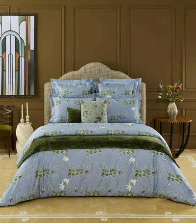 Yves Delorme Organic Cotton Rameau King Fitted Sheet In Blue