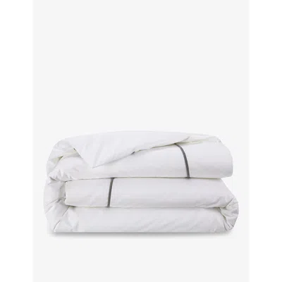 Yves Delorme Platine Athena Bourdon-stitch Lined King Pima-cotton Duvet Cover 240cm X 220cm In White
